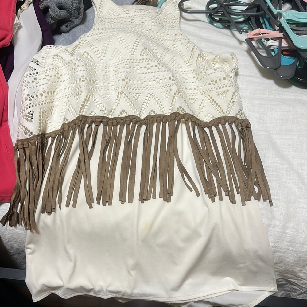 Judith March Cream Cropped Embellished Tank Dress